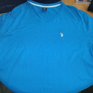 U.S. Polo Assn. Blue V-Neck Tee with White Trims Xl